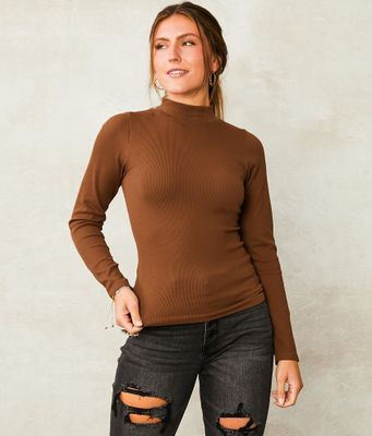 Willow & Root Ribbed Mock Neck Top
