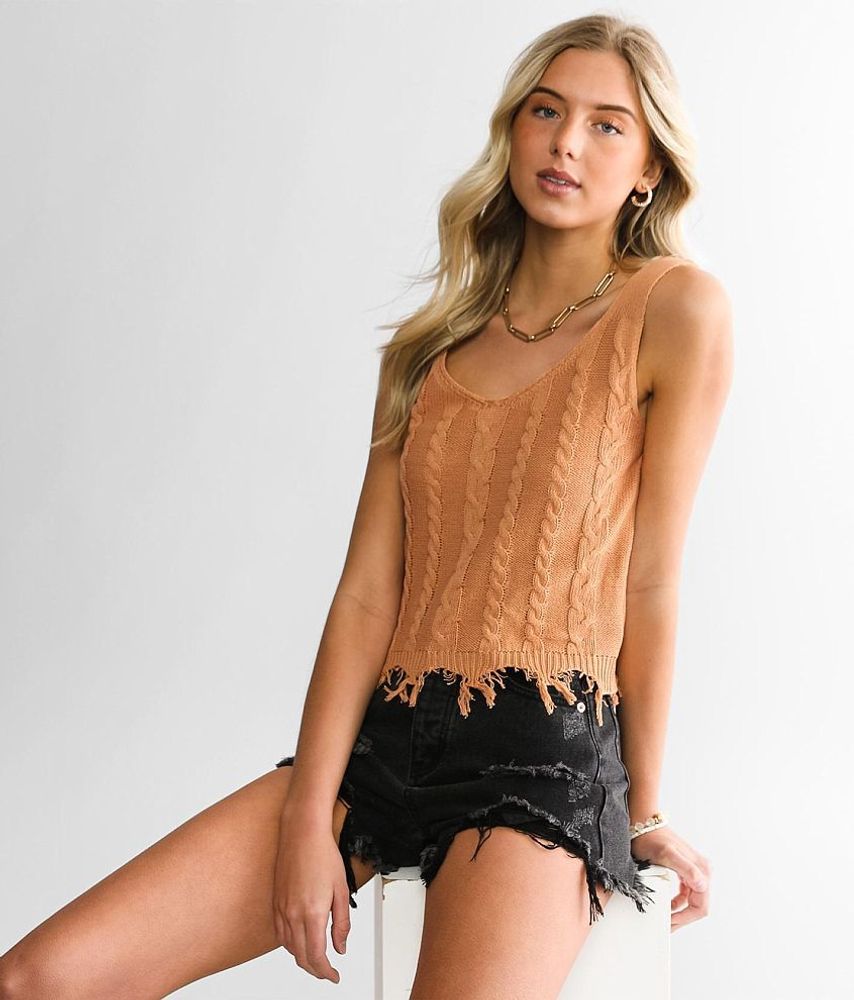 Oversized Cable Knit Tank Top