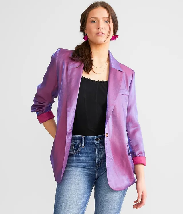 Know One Cares Cropped Faux Leather Blazer