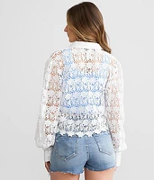 Floral Crochet Cropped Blouse