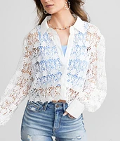 Floral Crochet Cropped Blouse