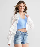 Know One Cares Floral Crochet Cropped Blouse