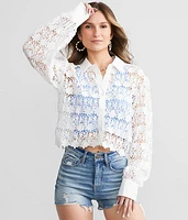 Floral Crochet Cropped Blouse