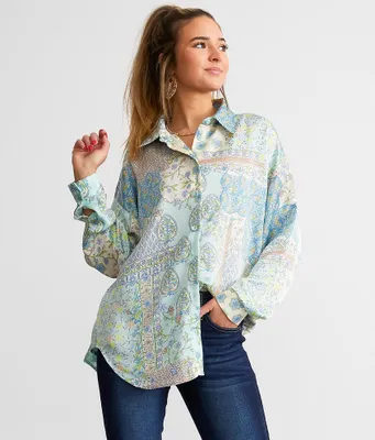 Know One Cares Floral Satin Blouse