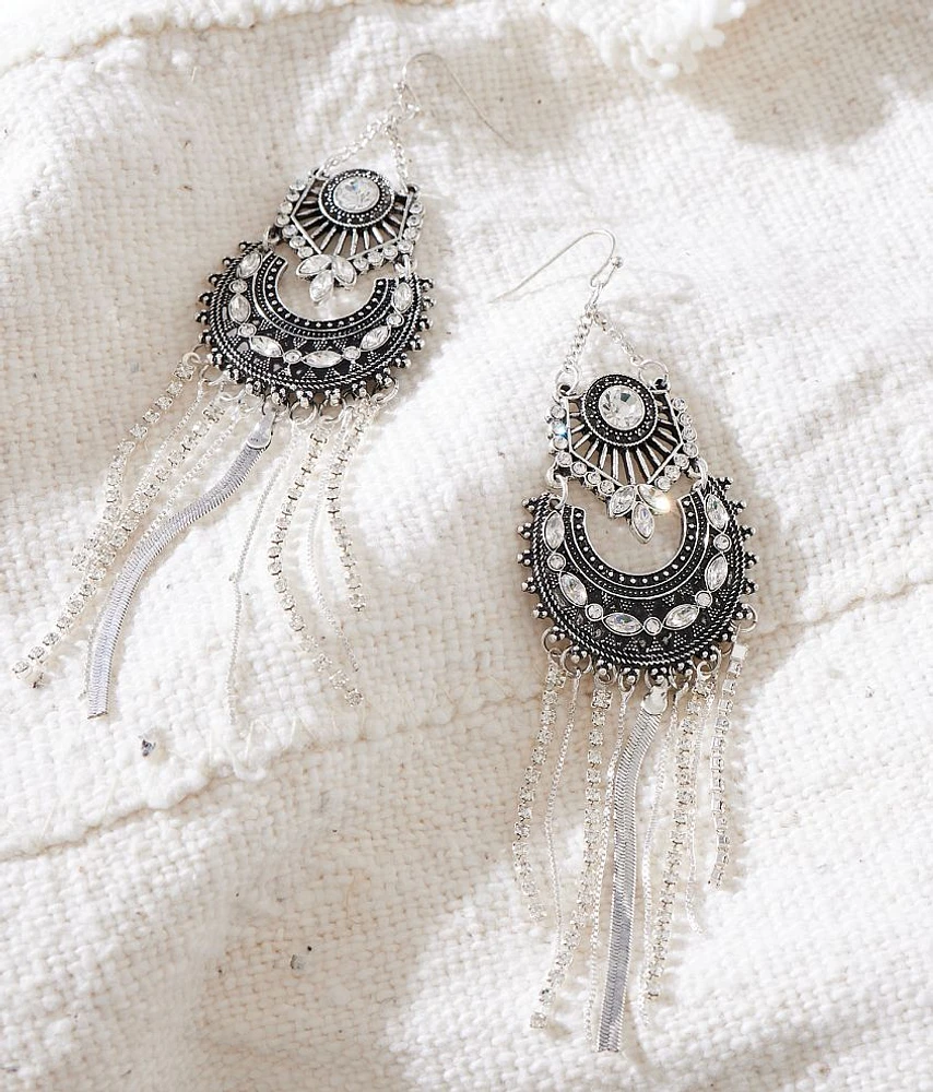 Sterling & Stitch Western Glitz Fringe Drop Earring