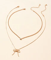 boutique by BKE 2 Pack Bow Necklace Set