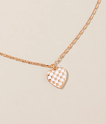 Checkered Heart Necklace