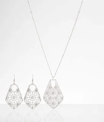 boutique by BKE Rhinestone Earring & Necklace Set