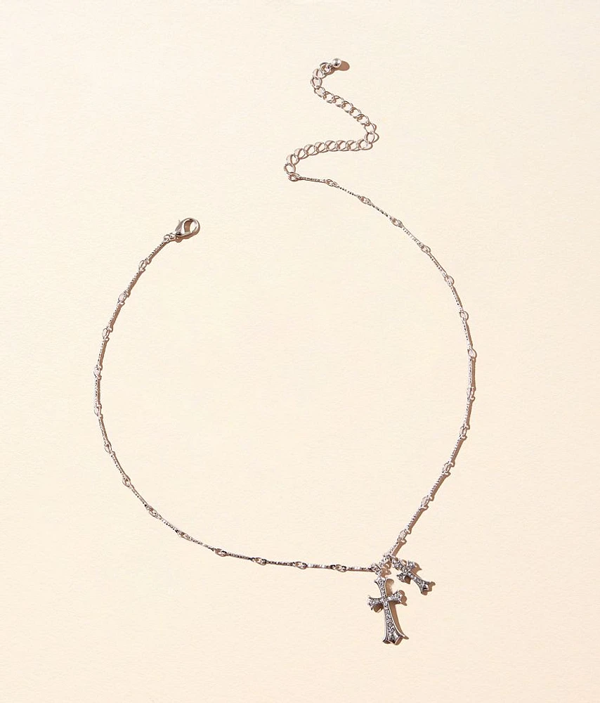 boutique by BKE Double Cross Pendant Necklace