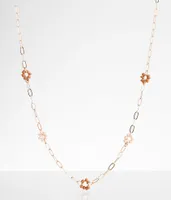 boutique by BKE Seed Bead Flower Necklace