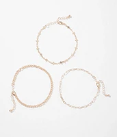 3 Pack Cross Ankle Bracelet Set