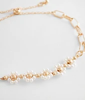 Faux Pearl Flower Bracelet