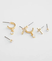 Glitz 3 Pack 18k Gold Plated Stud Earring Set