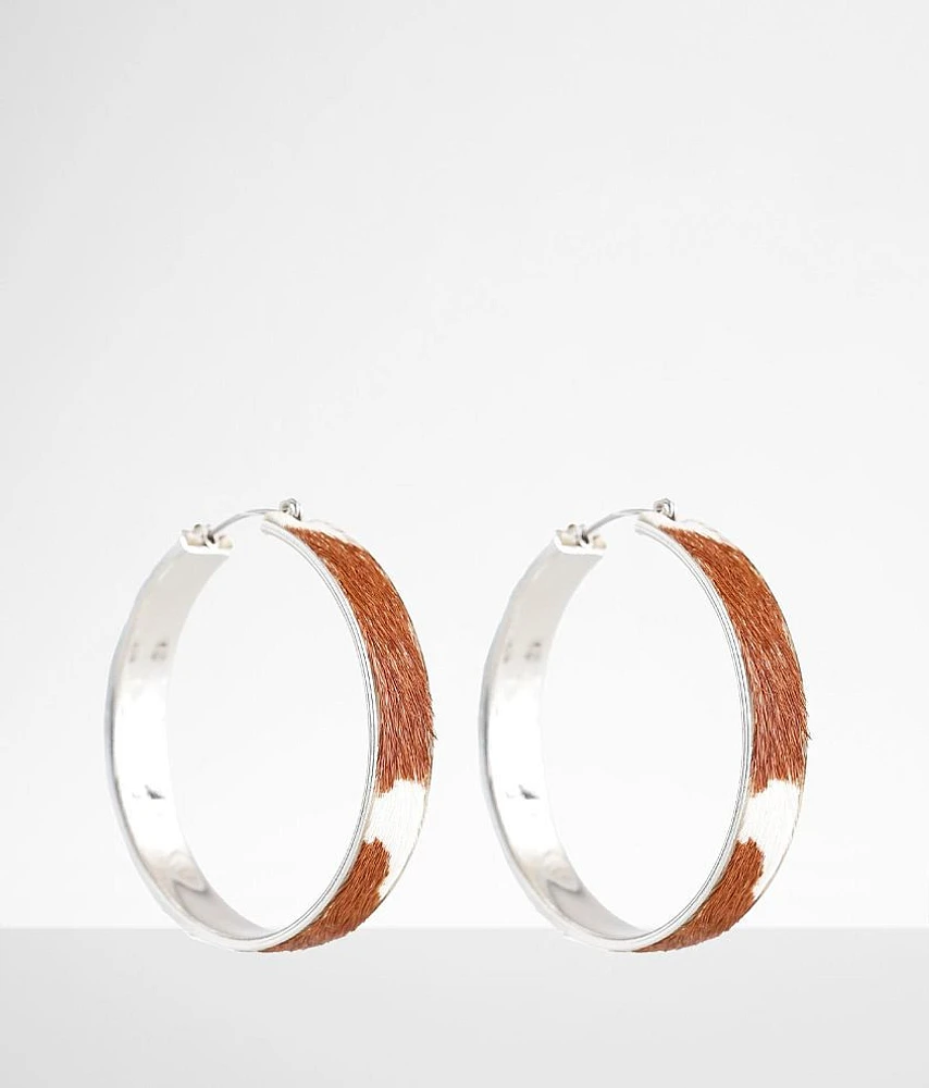 Cow Print Hoop Earring