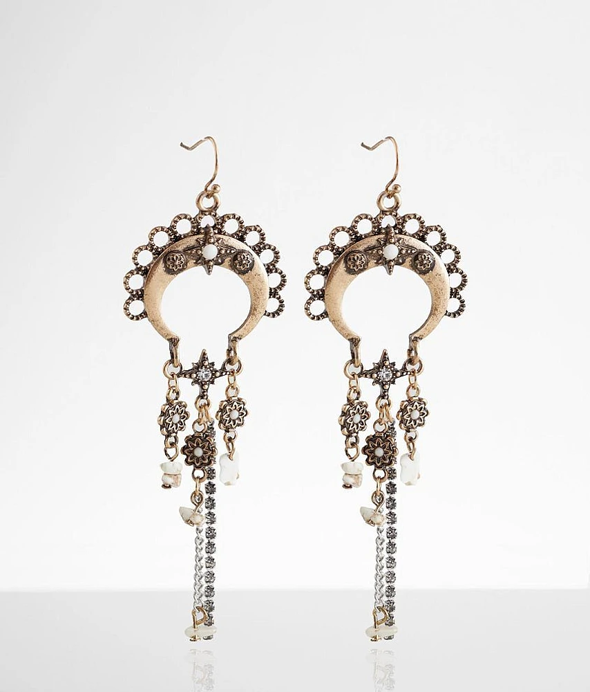 Stone Fringe Drop Earring