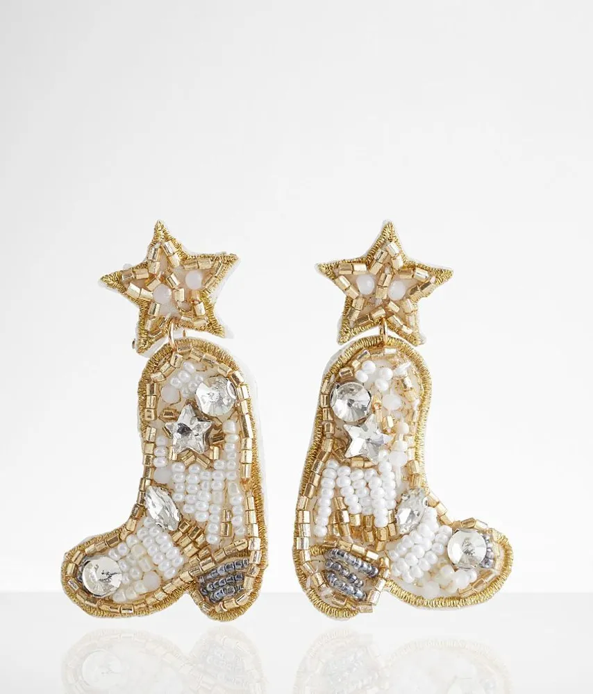 boutique by BKE Beaded Cowboy Boot Earring