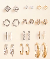 boutique by BKE 12 Pack Mixed Metal Earring Set