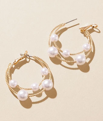 boutique by BKE Faux Pearl Double Hoop Earring