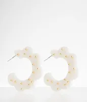 boutique by BKE Resin Flower Hoop Earring