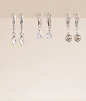 3 Pack Rhinestone Hoop Earring Set