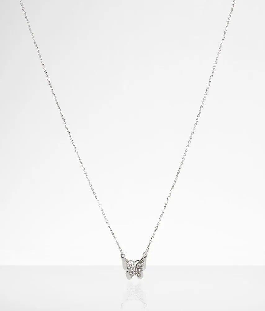 Butterfly Necklace, 14k Gold Plated Pave Diamond Cubic Zirconia .925 S –  KesleyBoutique