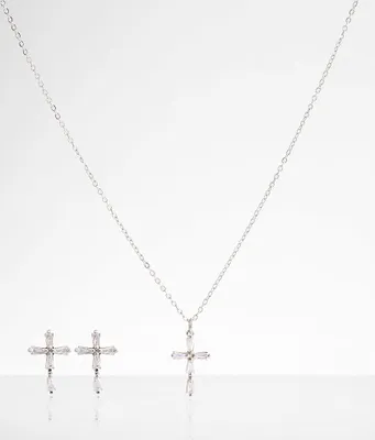 boutique by BKE Dainty Cross Earring & Necklace Set