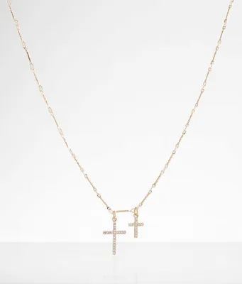 boutique by BKE Double Cross Pendant Necklace