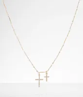 boutique by BKE Double Cross Pendant Necklace
