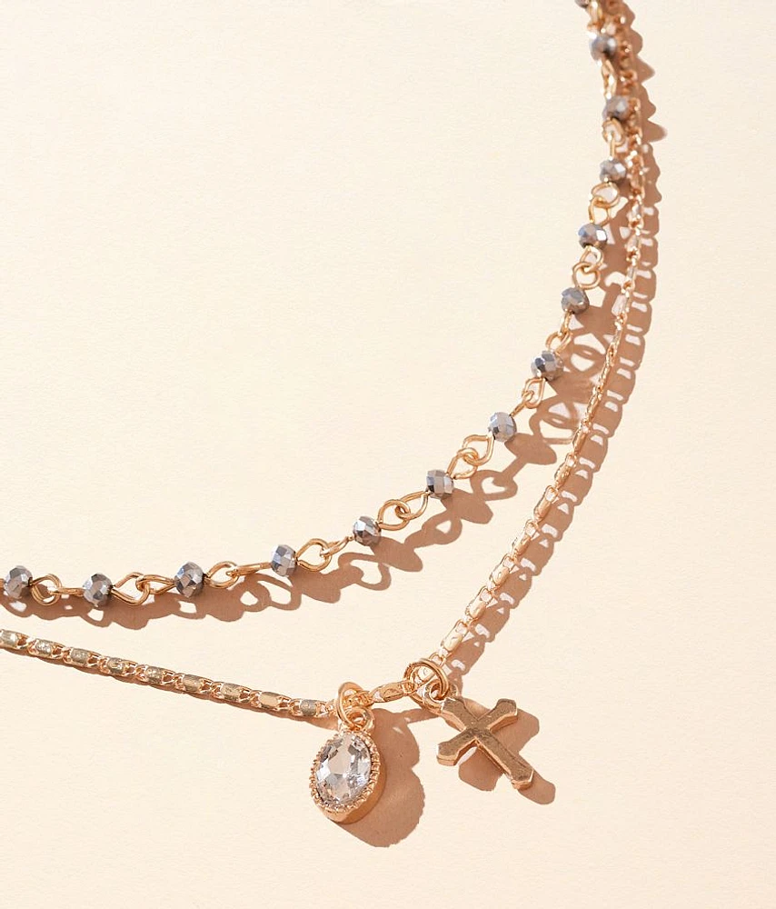 boutique by BKE Tiered Cross Necklace