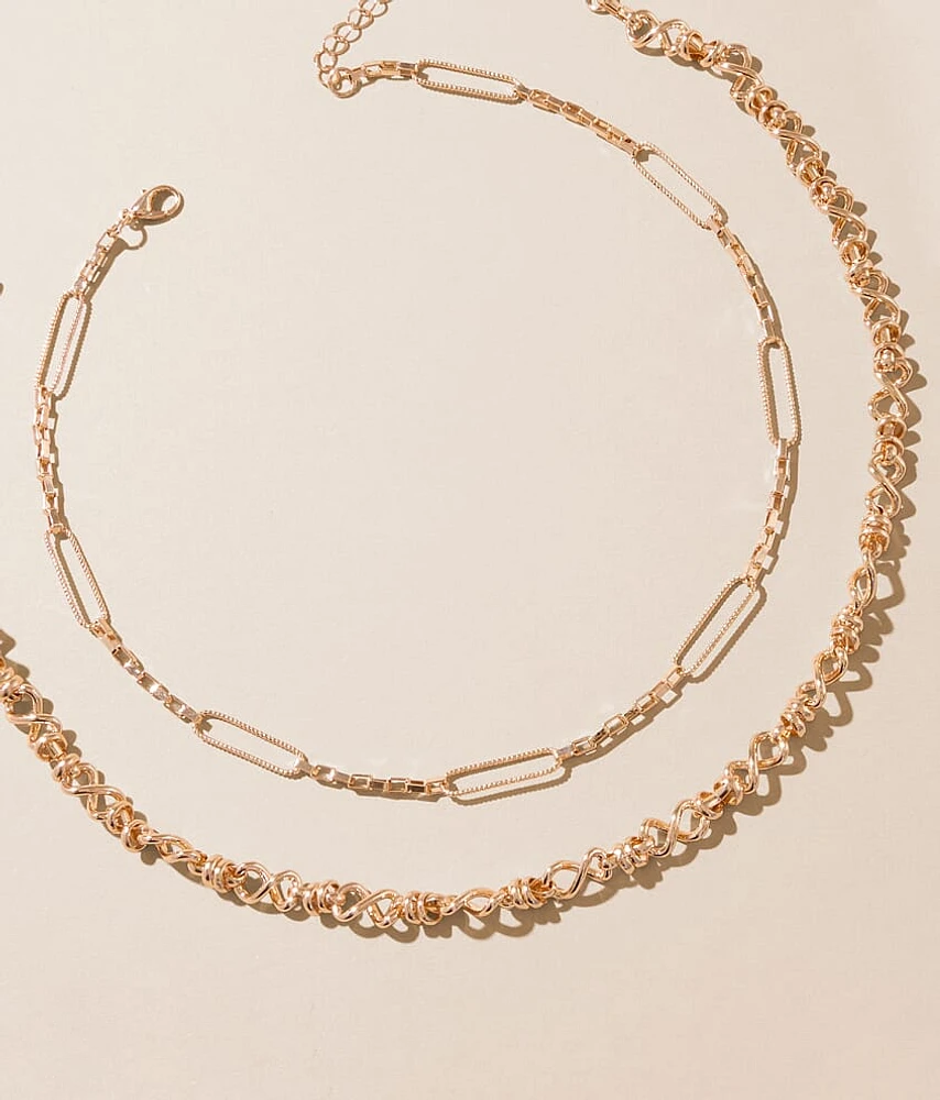 2 Pack Mixed Chain Necklace Set