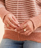 6 Pack Faux Pearl Ring Set