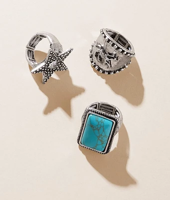 3 Pack Western Statement Ring Set