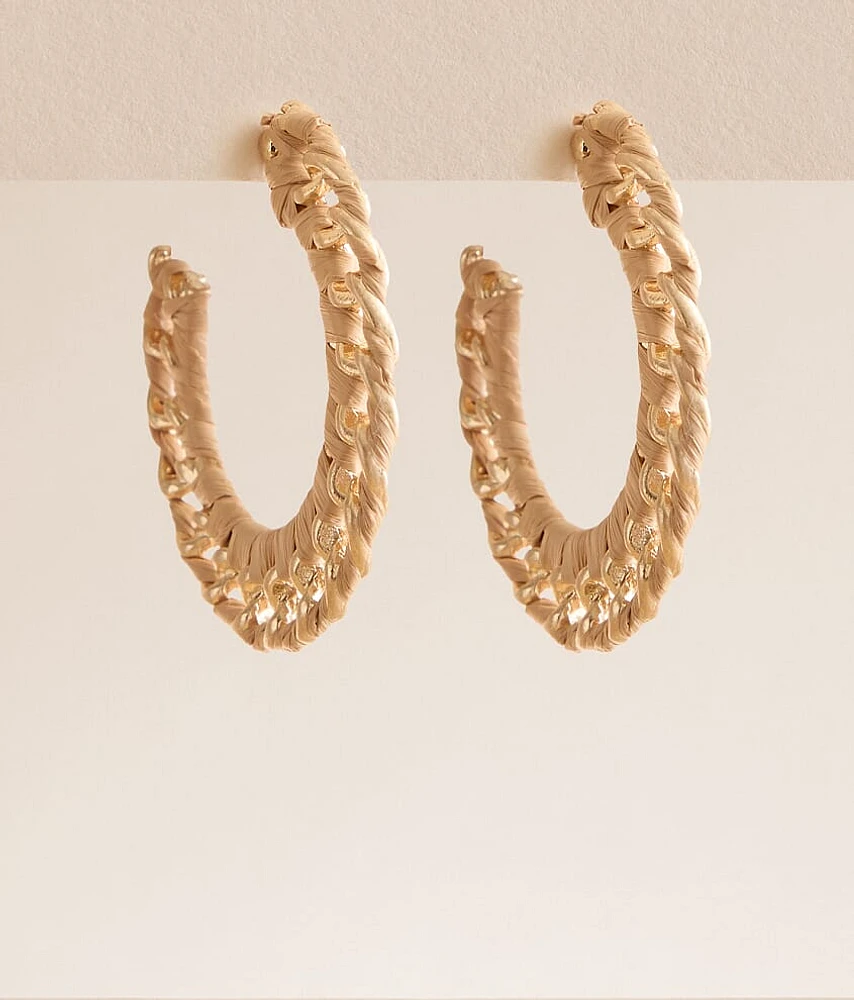 Raffia Wrapped Hoop Earring