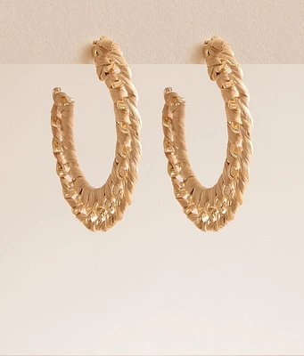Raffia Wrapped Hoop Earring