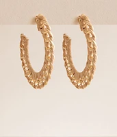 Raffia Wrapped Hoop Earring