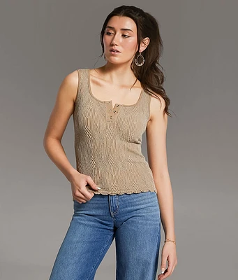 Textured Henley Tank Top