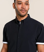 Tonal Striped Athletic Performance Stretch Shirt