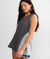 Pieced Waffle Knit Tank Top