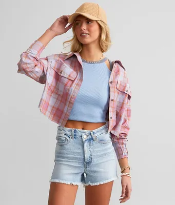 Gilded Intent Plaid Cropped Shirt