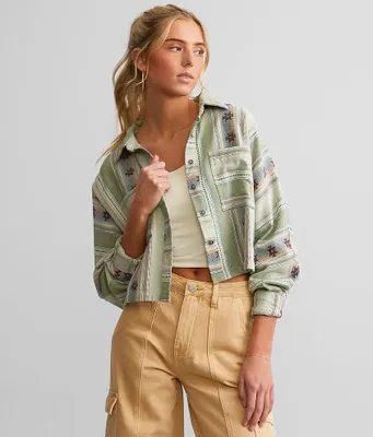 Gilded Intent Embroidered Southwestern Cropped Shirt