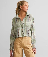 Embroidered Southwestern Cropped Shirt
