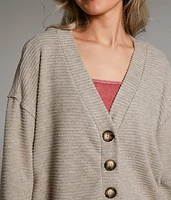 Raw Edge Ribbed Cardigan