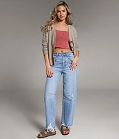 Raw Edge Ribbed Cardigan