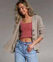 Raw Edge Ribbed Cardigan