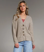 Raw Edge Ribbed Cardigan