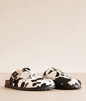 Atticus Cow Print Leather Cut-Out Clog