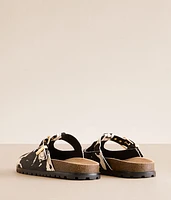 Atticus Cow Print Leather Cut-Out Clog