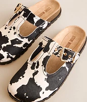Atticus Cow Print Leather Cut-Out Clog