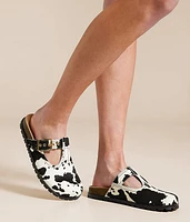 Atticus Cow Print Leather Cut-Out Clog