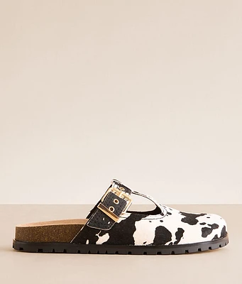 Atticus Cow Print Leather Cut-Out Clog